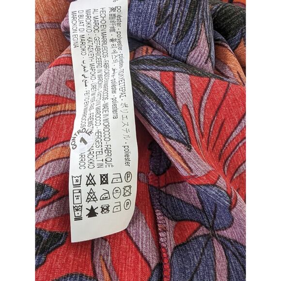 ZARA Floral Print Mini Dress Size Small Tropical Long Sleeve Relaxed Ruching New - Picture 9 of 9